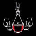 32 Oz. Juliette Crystalline Decanter w/ 4 Stemless Wine Glasses